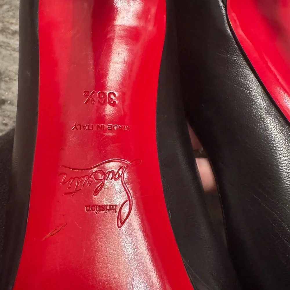 Christian Louboutin Black Leather High Heel Pumps with Red Soles - Picture 5 of 5